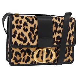 Christian Dior 30 Montaigne Schultertasche Harako Leder Braun Gold Auth 185424SM