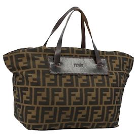 Borsa a Mano FENDI Zucca Canvas Nero Marrone Autentica ti3974