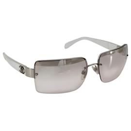 CHANEL Sonnenbrille aus Kunststoff Transparent Silber CC Auth 185209