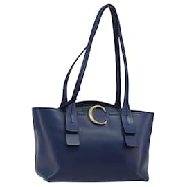 Chloé Borsa Tote Chloe in pelle blu e oro Auth 184989A