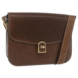 Céline Borsa a tracolla CELINE Horse Carriage in pelle marrone e oro Auth ep14860
