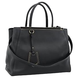 Borsa Tote FENDI in pelle 2way Nero Oro Auth bs35580
