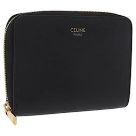 Céline Portafoglio tondo compatto CELINE in pelle nera e oro Auth am11856V