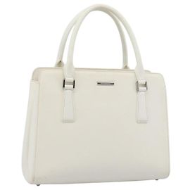 Borsa a mano BURBERRY in pelle bianco argento Auth BA13365