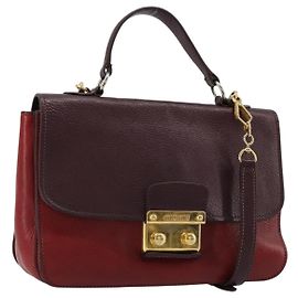 Miu Miu Handtasche aus Leder 2way Rot Gold Auth ka4739A