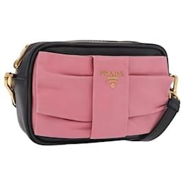 Borsa a Spalla PRADA Ribbon in Pelle Nera con Dettagli Oro Autentica 184914A - Prada