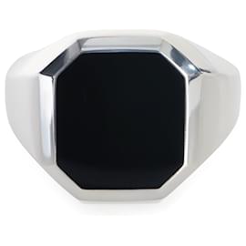 Anello sigillo David Yurman in argento sterling e ossidiana Streamline
