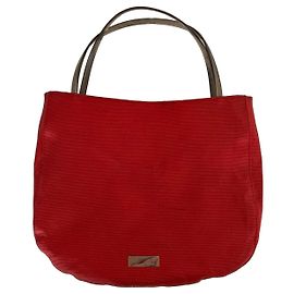 Bruno Magli Borsa tote Magli rossa in tessuto con manici in pelle