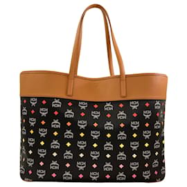 Borsa tote in pelle con logo MCM