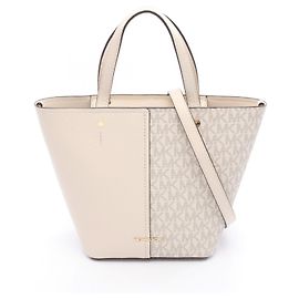 Michael Kors FLORA Tragetasche aus beschichtetem Canvas und Leder