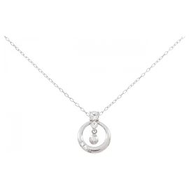 Autre Marque Collar de oro blanco K10 con topacio blanco y diamante