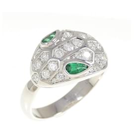 Bvlgari Serpenti 750 Weißgold Smaragd Diamant Ring Größe 20 - Bulgari