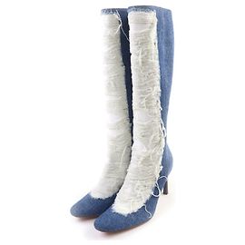 Botas de denim roto Loewe Destroyed Ripped Denim Boots