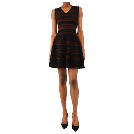 Alaïa Ärmelloses Mini-Kleid in Schwarz und Rot mit Muschel-Details - Größe UK 6