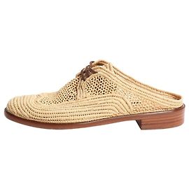 Robert Clergerie Neutrale Mules aus geflochtener Raffia - Größe EU 39