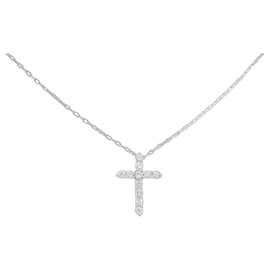 Au750 White Gold Cross Diamond Necklace - Autre Marque