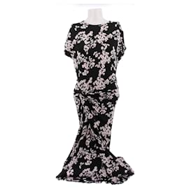Robe Paco Rabanne à imprimé floral noire en viscose