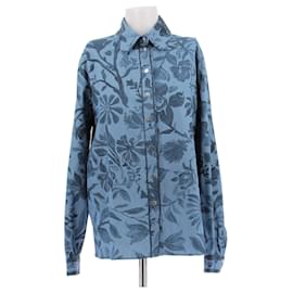 Camicia Leonard stampata blu in cotone