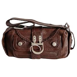 Borsa a tracolla Dior Flight in pelle marrone