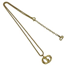 Collana a catena placcata oro con motivo logo Christian Dior CD