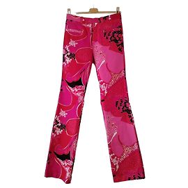 Gucci Hose aus Baumwolle in Rot & Rosa mit Blumenprint