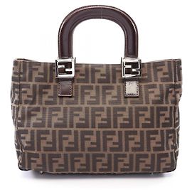 Bolso Tote Fendi Zucca marrón cuero y lona