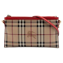 Borsa a tracolla Peyton in tela rivestita Burberry Beige Haymarket Check