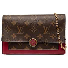 Portafoglio con catena Louis Vuitton Marrone Monogram Flore