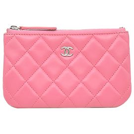 Chanel Pink CC Quilted Lambskin Pouch