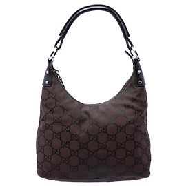 Borsa a tracolla Gucci in nylon GG marrone
