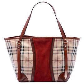 Tote Canterbury en toile enduite avec bordure en daim à motif Haymarket Check beige de Burberry, taille Small