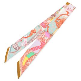 Sciarpa Twilly in seta Hermès Pink Cavalleria d Etriers