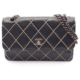 Borsa a tracolla Chanel Wild Stitch in pelle nera