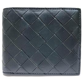 Cartera de cuero gris de doble pliegue Bottega Veneta