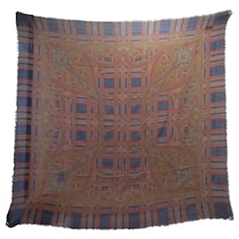 VINTAGE CHALE YVES SAINT LAURENT GRAND CARRE 130CM CACHEMIRE ET SOIE SHAWL - Yves Saint Laurent