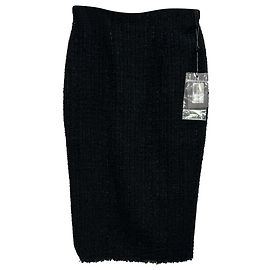Saia midi de tweed Alexander McQueen em lã virgem preta