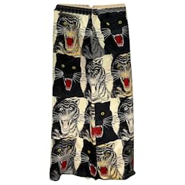 Falda Gucci 2017 Tiger Head en seda multicolor
