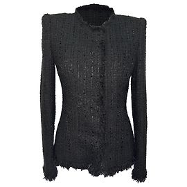 Alexander McQueen Abendjacke aus Mohair-Tweed in Schwarz Polyamid