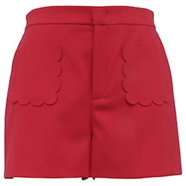 Red Valentino Mini-Shorts mit Wellenrand aus rotem Polyester