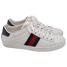 Sneakers Ace Web in pelle bianca Gucci