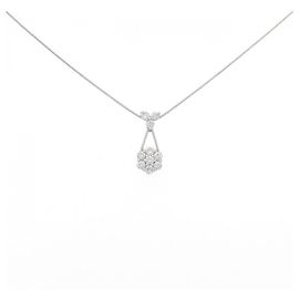 Autre Marque Au750 White Gold PT850 Platinum Diamond Necklace