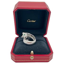 Cartier Panthère Ring aus Weißgold, Diamanten und Smaragden