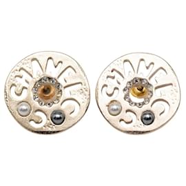 Orecchini a lobo Chanel placcati oro con strass