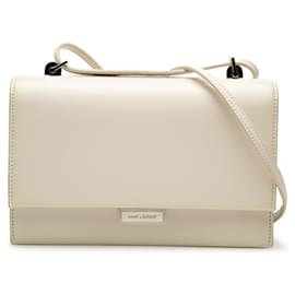 Borsa a tracolla Saint Laurent in pelle bianca con patta