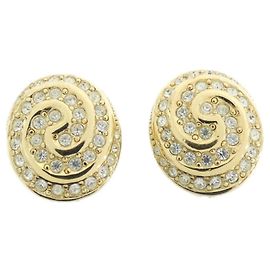 Christian Dior Ohrclips mit klarem und goldenem Design