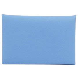 Hermès Tarjetero Hermes Calvi - Cuero Epsom Celeste