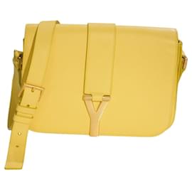 Saint Laurent Borsa a Spalla Medium Chyc Flap in Pelle Gialla