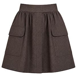Gonna utility in lana vergine Max Mara Studio Marrone Linea ad A Quiet Luxury