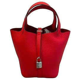 Hermès Picotin Lock 18 Borsa in pelle Taurillon Clémence Rouge de Cœur