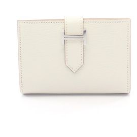 Tarjetero Hermès Bearn en piel de chevre blanco